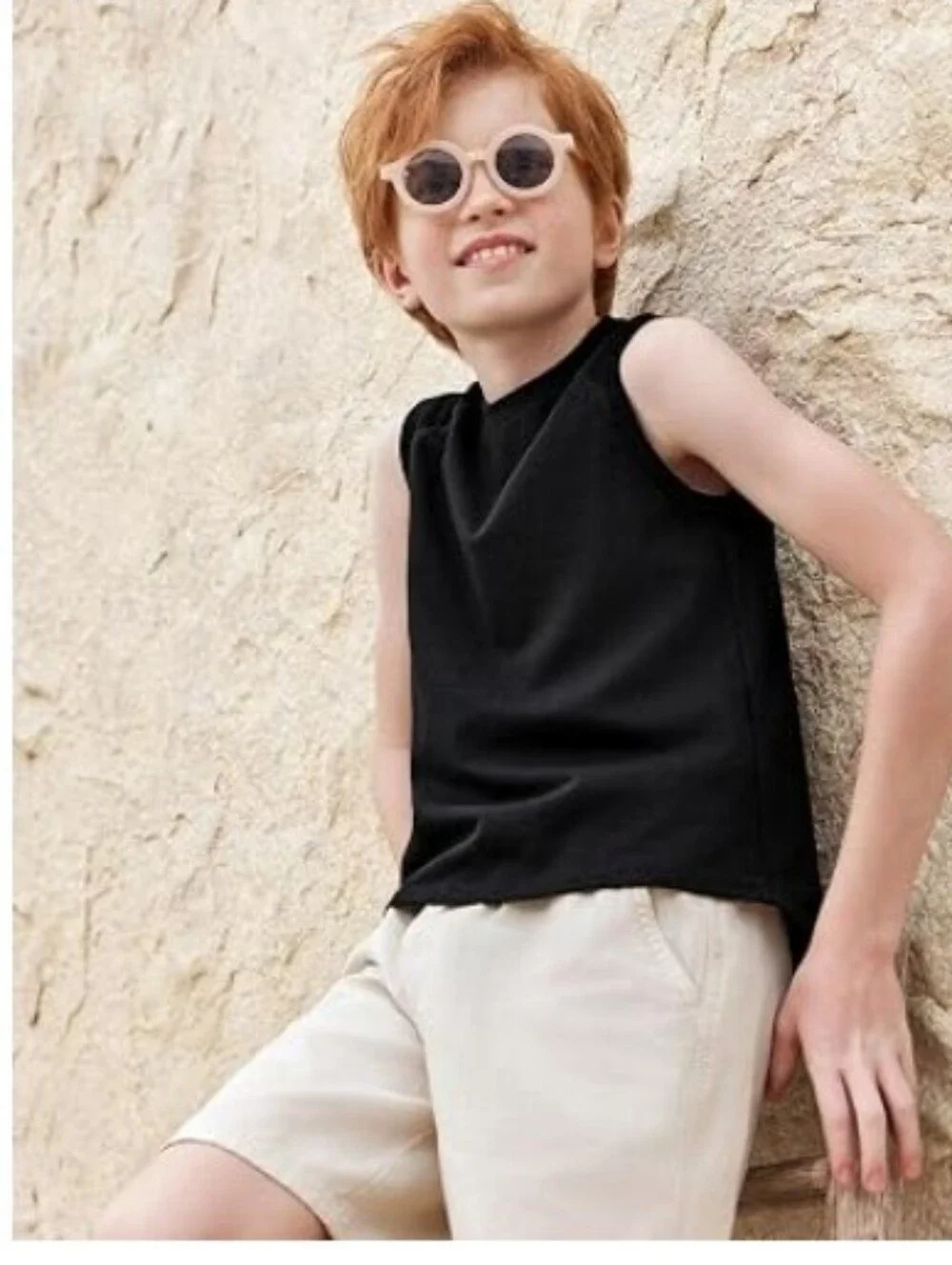 Boys Tank Top Athletic Sleeveless Crewneck T-Shirts Kids Black